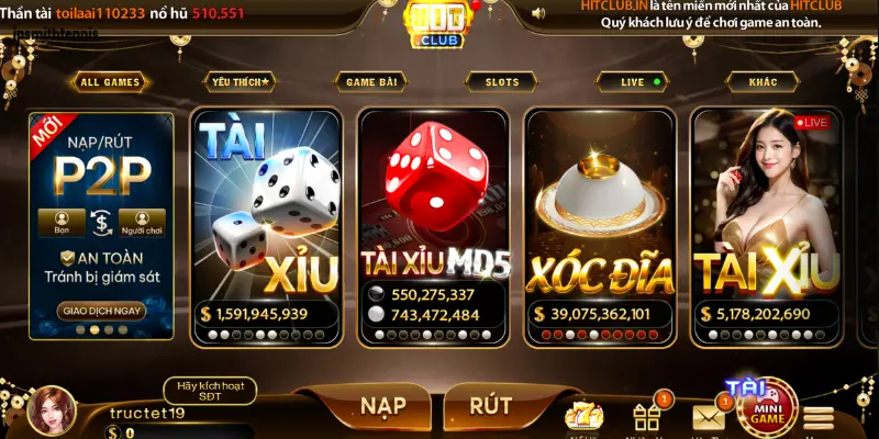 HitClub thiết kế giao diện thân thiện dễ làm quen kể cả với người mới